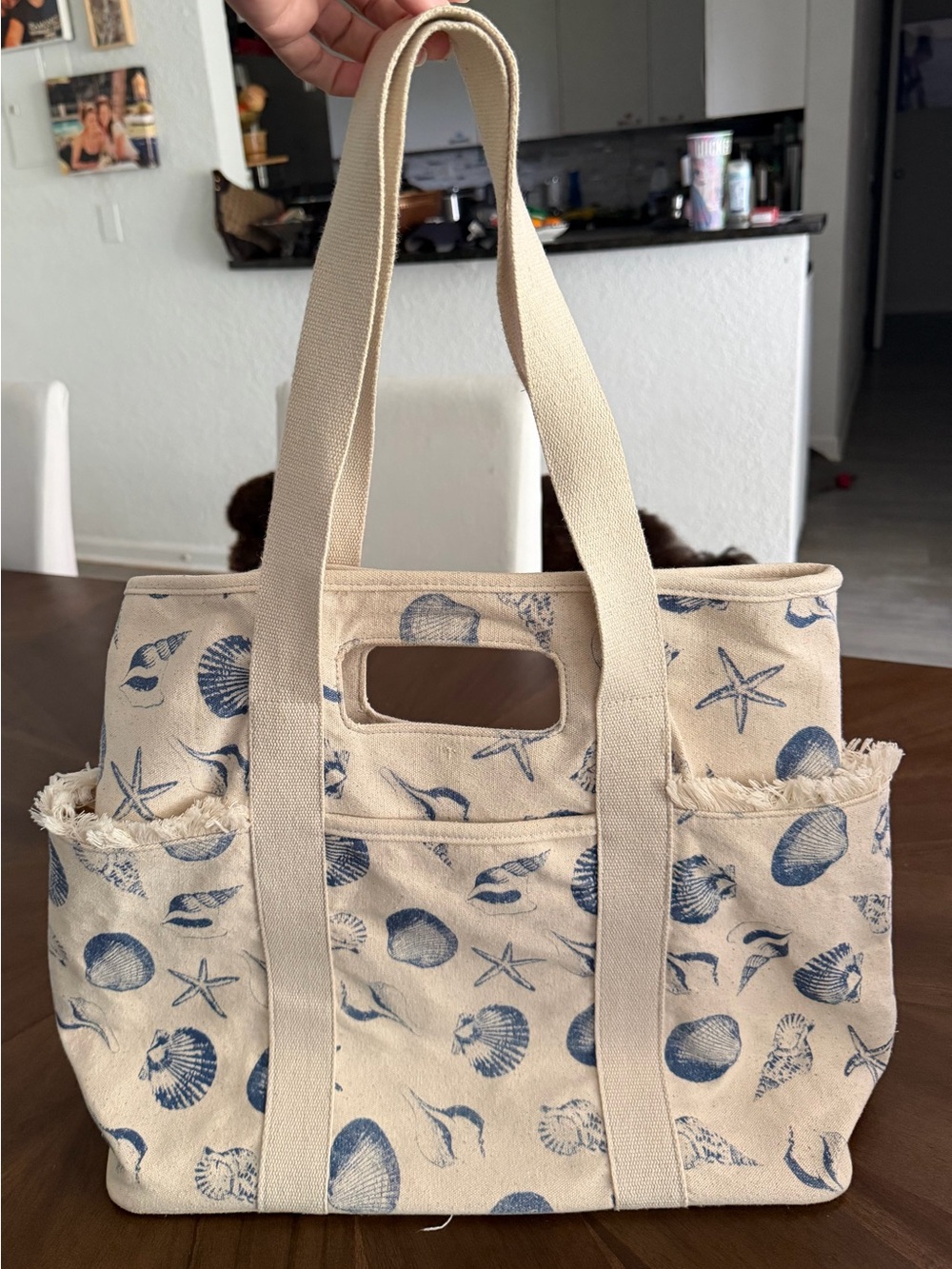 C&C California Canvas Tote in Natural with Yellow Accent - Picture 3 of 6